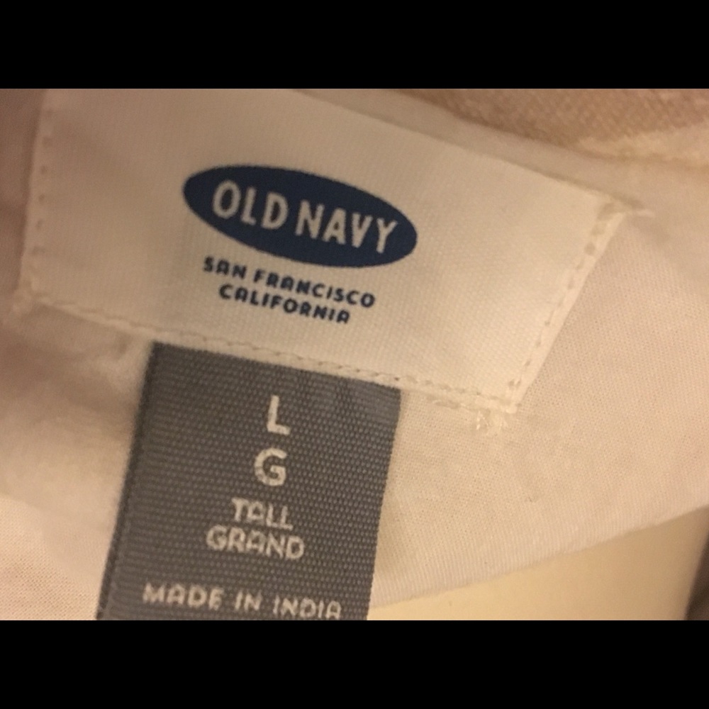 Old Navy Cream & Tan Cotton V-Neck Dress Sz Large - Picture 4 of 5